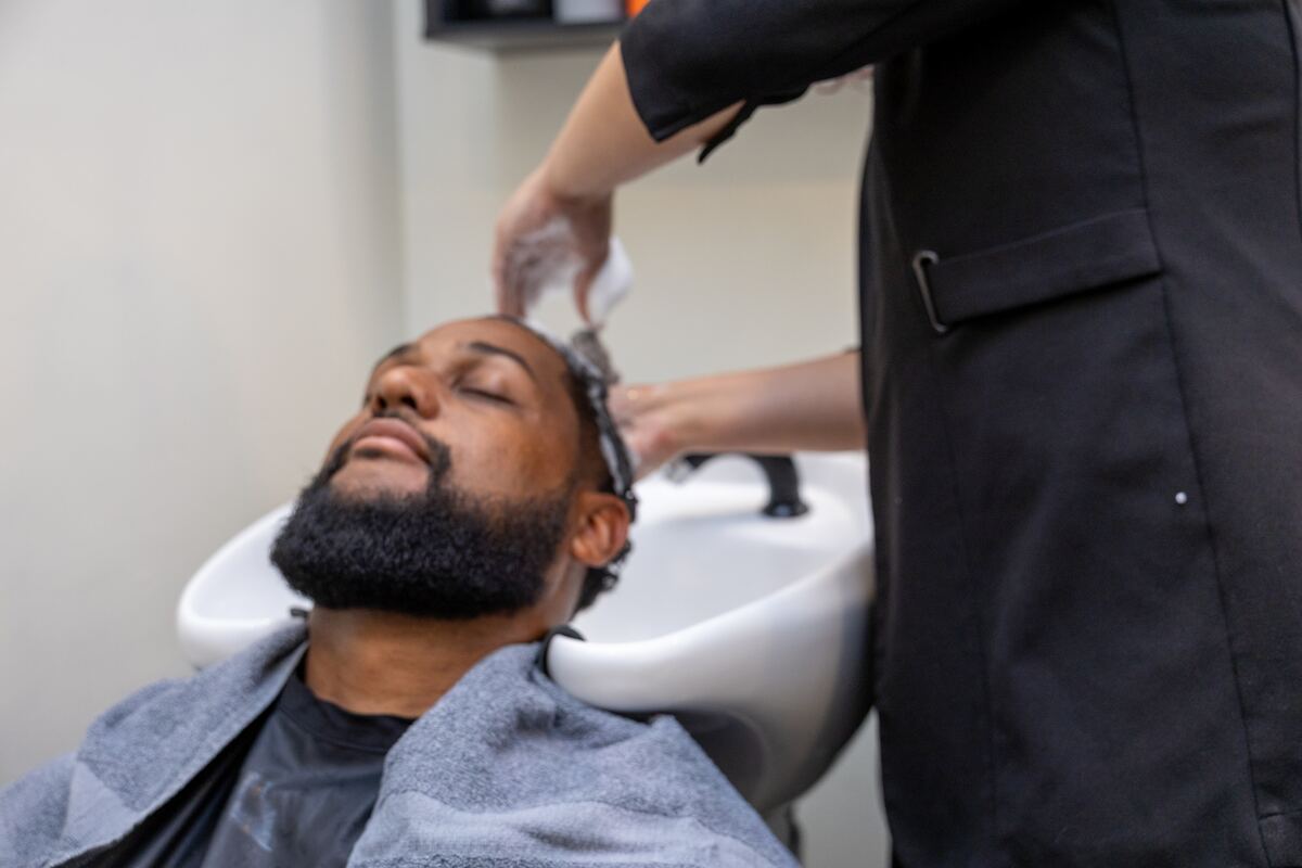 Shampoo and treatment at the basin at Three One Seven Hair Studio